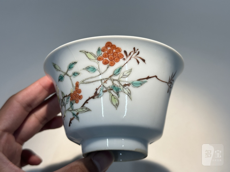 清宣统 粉彩花鸟纹碗 - 图4
